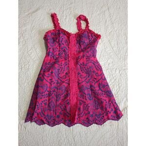 Forever 21 Pink Embroidered Dress with Ruffle Straps